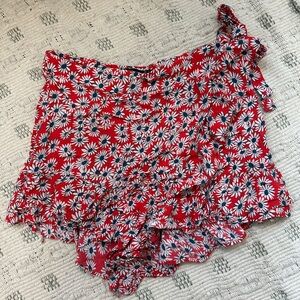 Zara Red and White Skorts with Ruffle Detail